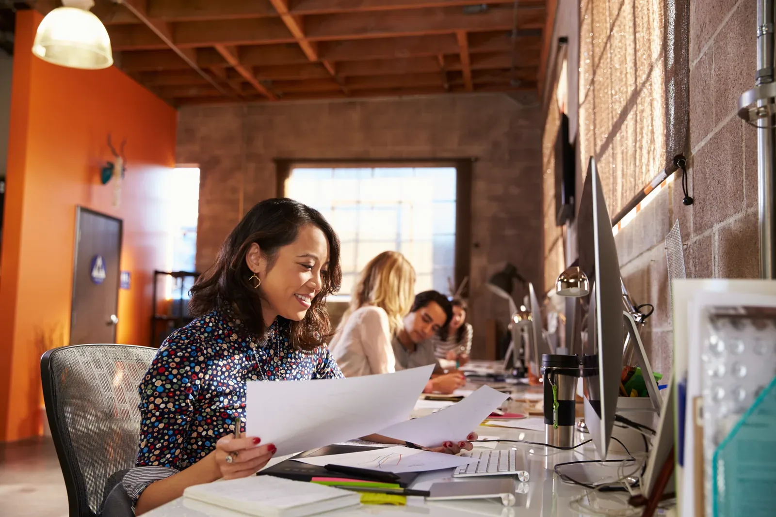 woman working at her desk